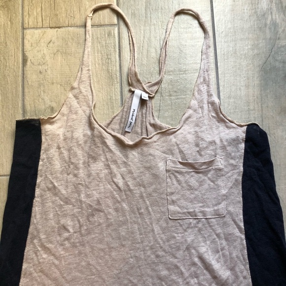 Anthropologie Michael stars side stripe linen tank in cream and blue. Size XS - Picture 8 of 8